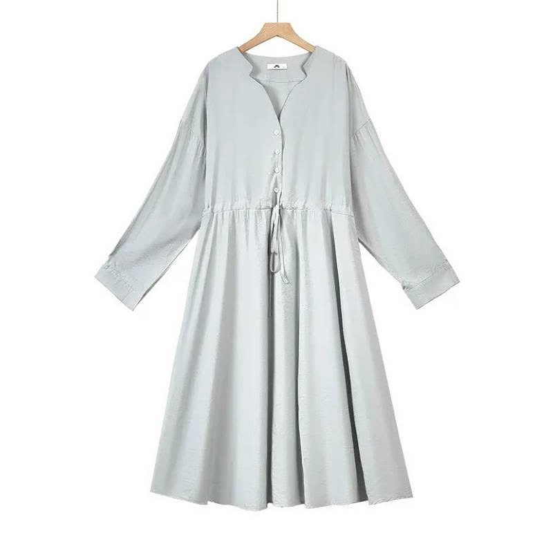 Plusock Relaxed Drawstring Midi Dress - Grey - 6XL - image 2