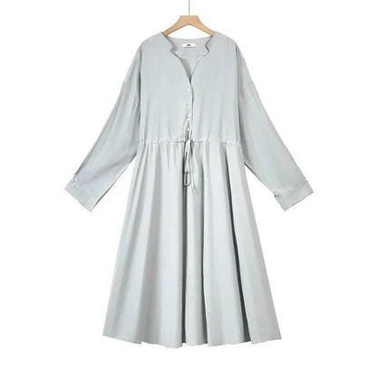 Plusock Relaxed Drawstring Midi Dress - Grey - 6XL - image 2