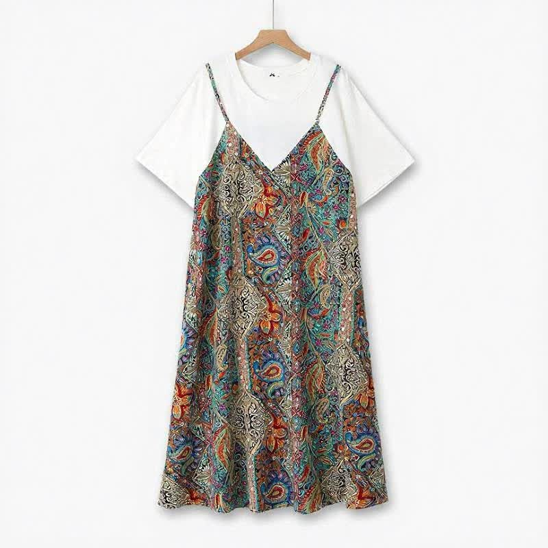 Plusock Boho Layered Midi Dress - Brown - 6XL - image 0