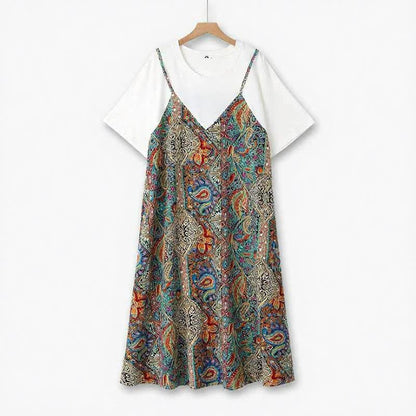 Plusock Boho Layered Midi Dress - Brown - 6XL - image 0