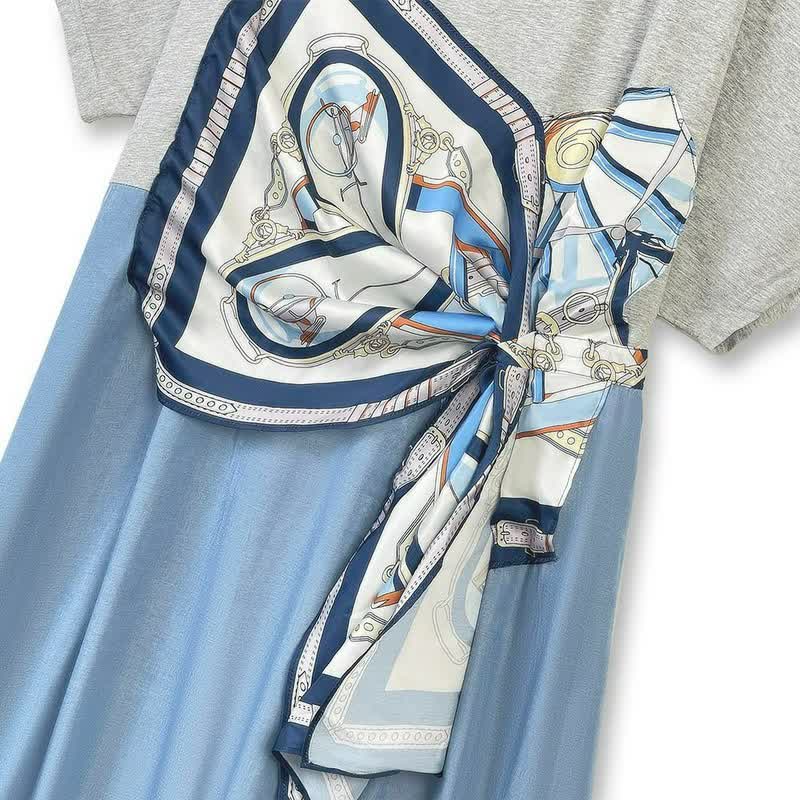 Plusock Scarf Tie Contrast Maxi Dress - image 4