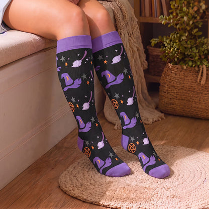 Plusock Plus Size Ghost Motifs Witch Hat Compression Socks - image 3