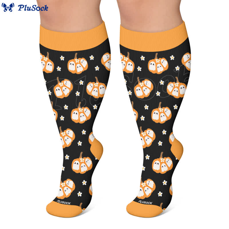 Plusock Plus Size Ghost Motifs Witch Hat Compression Socks - image 8