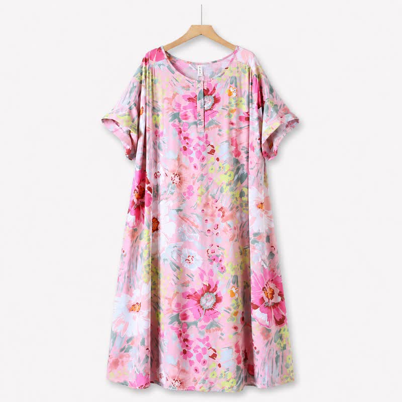 Plusock Pink Floral Viscose Midi Dress - image 0