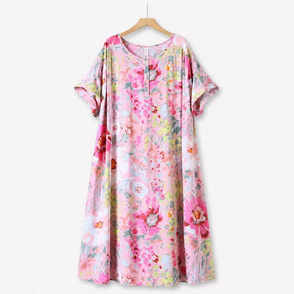 Plusock Pink Floral Viscose Midi Dress - image 0