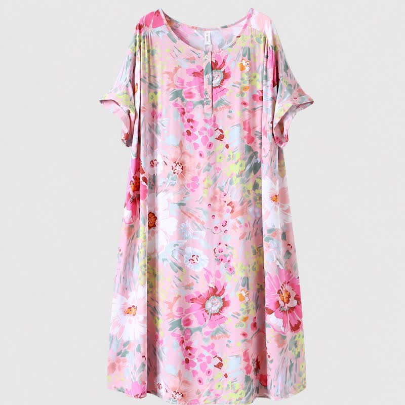 Plusock Pink Floral Viscose Midi Dress - Pink - 5XL - image 3
