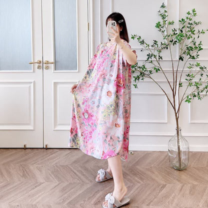 Plusock Pink Floral Viscose Midi Dress - image 1