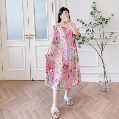 Plusock Pink Floral Viscose Midi Dress - image 2