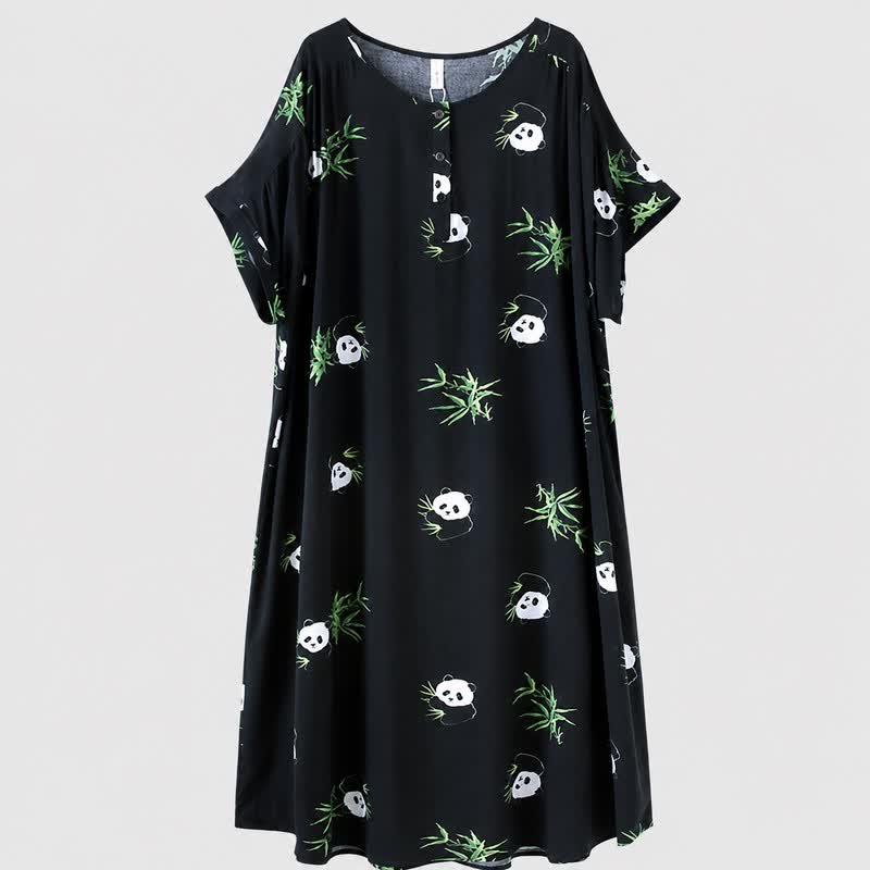 Plusock Soft Panda Lounge Midi Dress - Black - 4XL - image 3