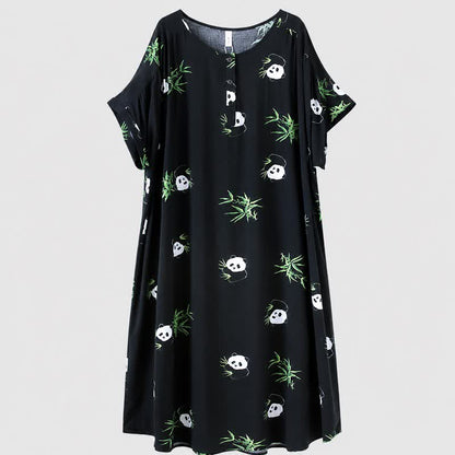 Plusock Soft Panda Lounge Midi Dress - Black - 4XL - image 3