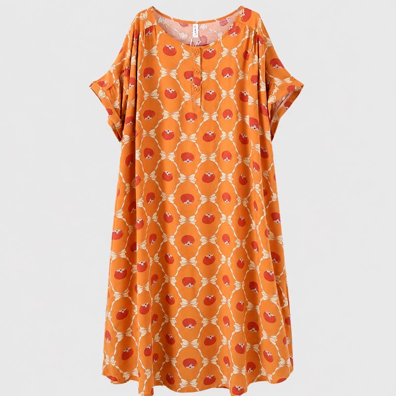 Plusock Cute Persimmon Midi Dress - Orange - 4XL - image 5