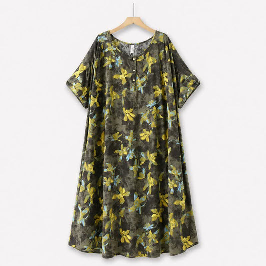 Plusock Vintage Floral Viscose Midi Dress - image 0