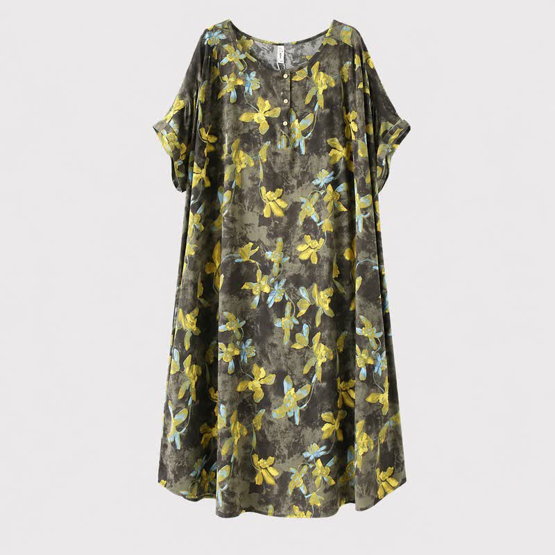 Plusock Vintage Floral Viscose Midi Dress - Green - 5XL - image 2