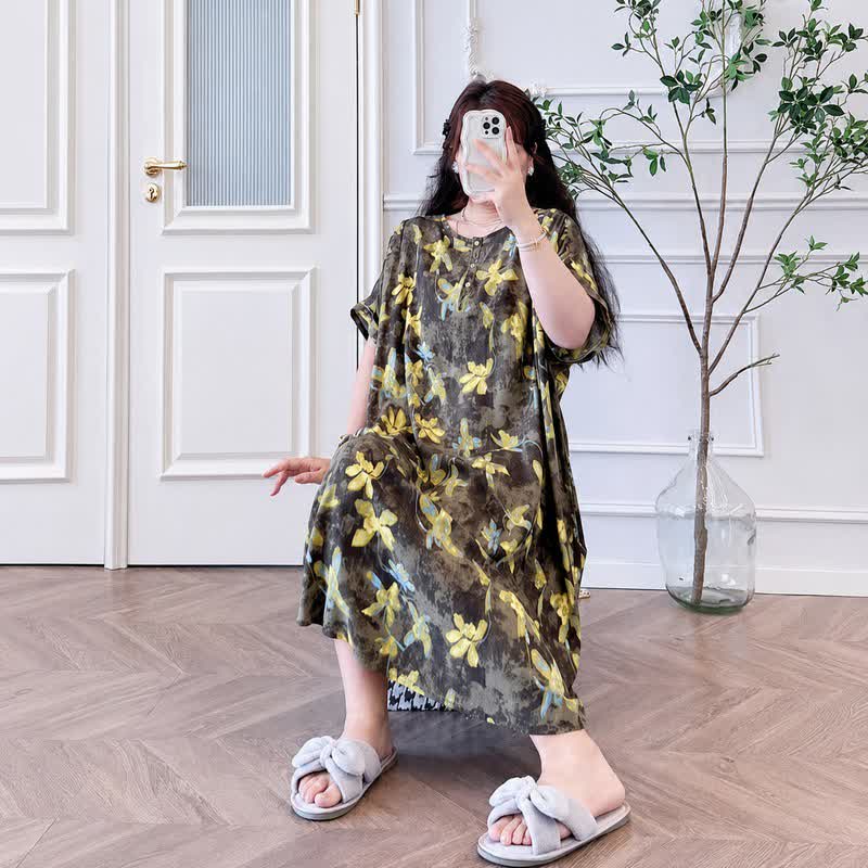 Plusock Vintage Floral Viscose Midi Dress - image 1
