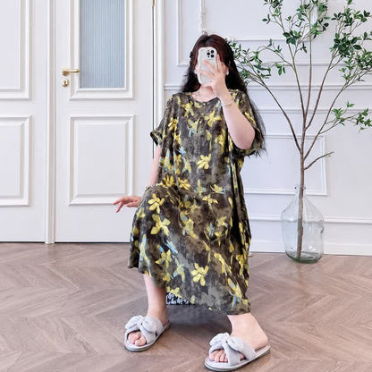 Plusock Vintage Floral Viscose Midi Dress - image 1