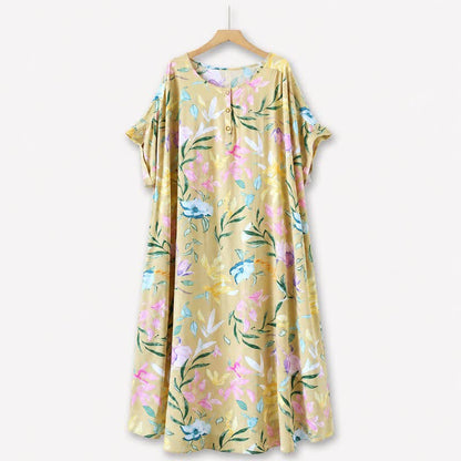 Plusock Pastel Floral Viscose Maxi Dress - Yellow - 5XL - image 0