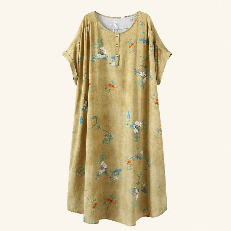 Plusock Vintage Floral Button-Front Midi Dress - image 6