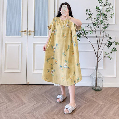 Plusock Vintage Floral Button-Front Midi Dress - image 1