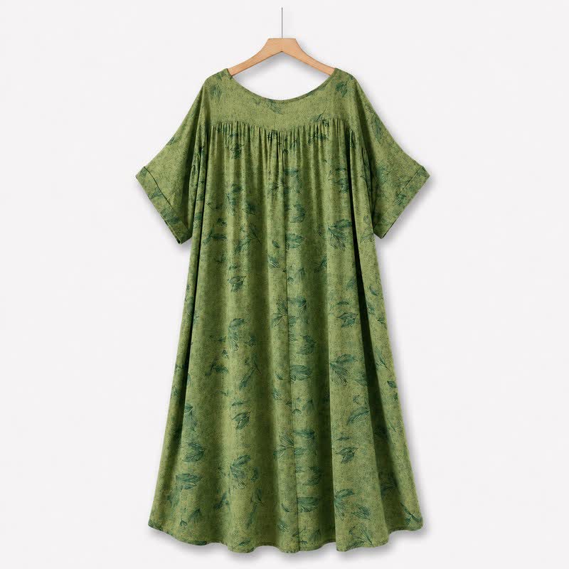 Plusock Botanical Breeze Midi Dress - Green - 5XL - image 0