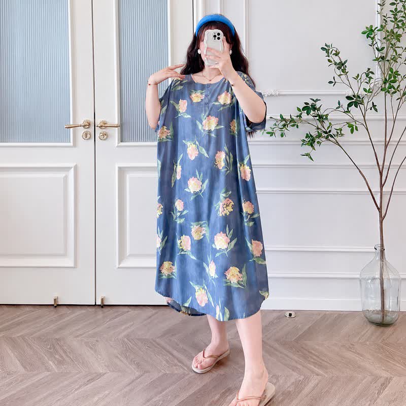 Plusock Relaxed Floral Lounge Midi Dress - image 2