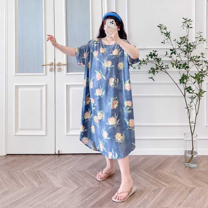 Plusock Relaxed Floral Lounge Midi Dress - image 1