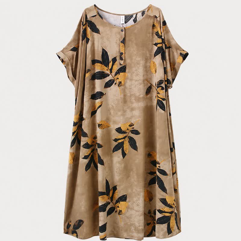 Plusock Leaf Print Relaxed Midi Dress - image 4