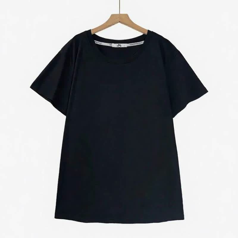 Plusock Cotton Stretch Crew Neck Essential Top - Black - 6XL - image 1