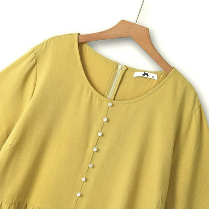 Plusock Pearl Button Casual Midi Dress - image 1