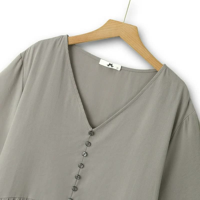 Plusock Breezy V Neck Button Midi Dress - image 1