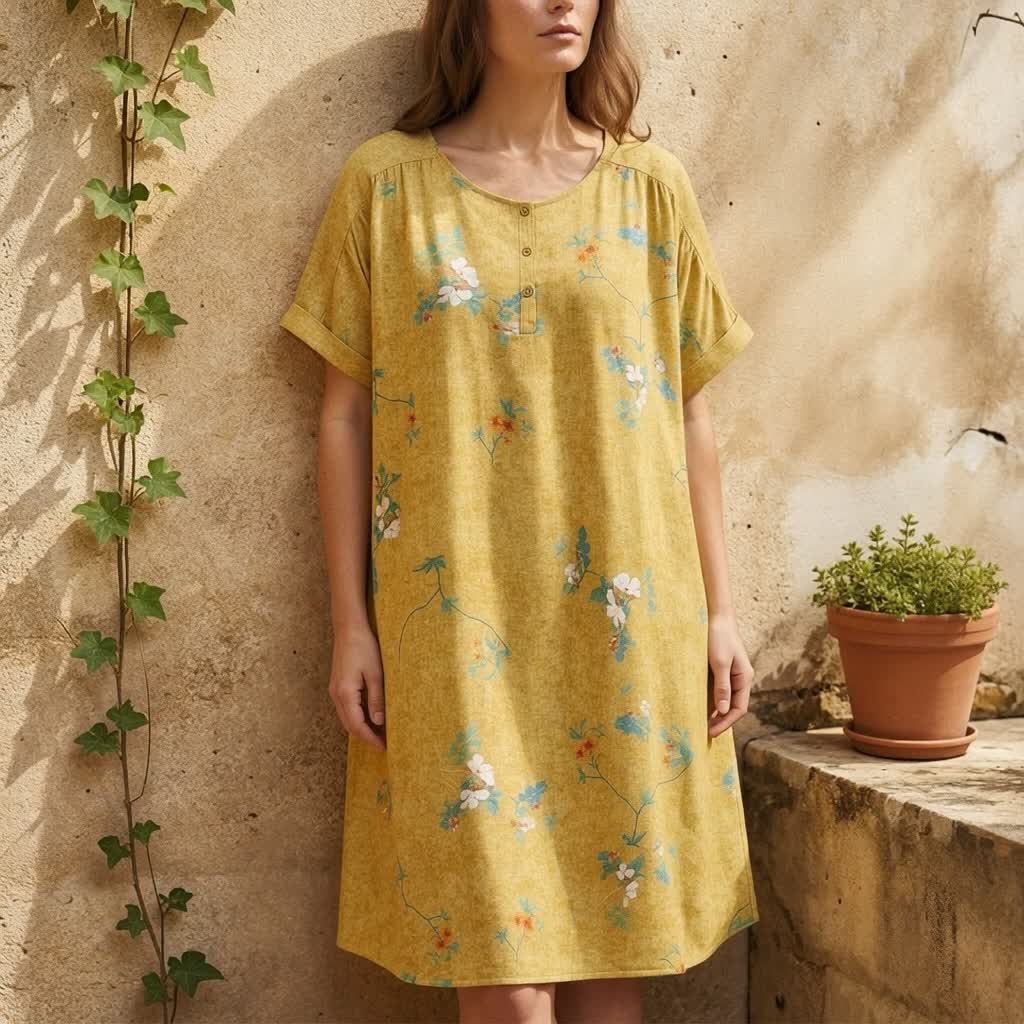 Plusock Vintage Floral Button-Front Midi Dress - image 1