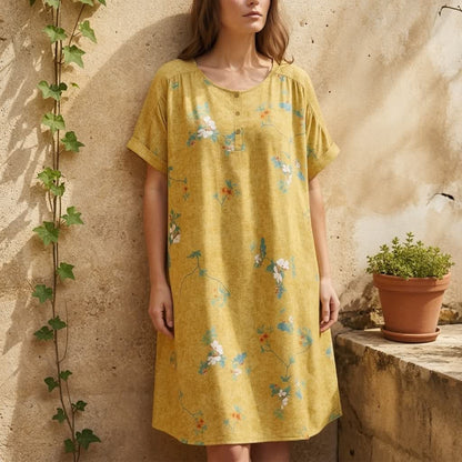 Plusock Vintage Floral Button-Front Midi Dress - image 1