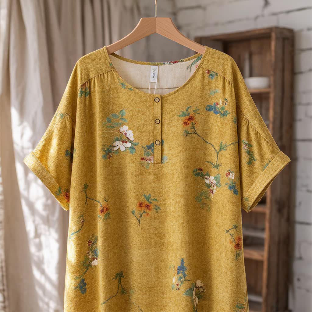 Plusock Vintage Floral Button-Front Midi Dress - image 3