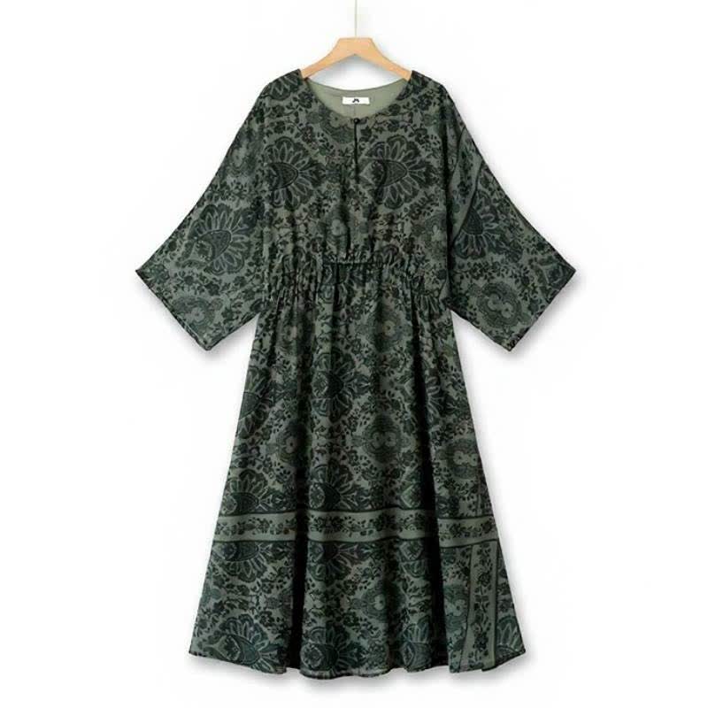 Plusock Vintage Floral Midi Dress - Green - 6XL - image 0