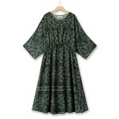 Plusock Vintage Floral Midi Dress - Green - 6XL - image 0