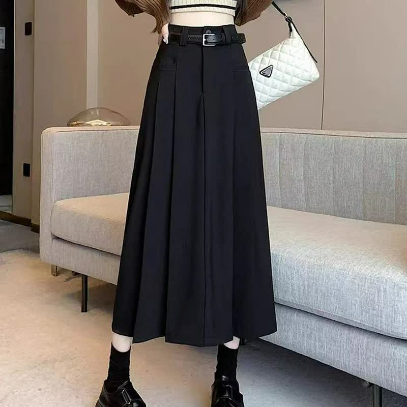 Plusock Elegant Pleated Belted Midi Dress - image 1