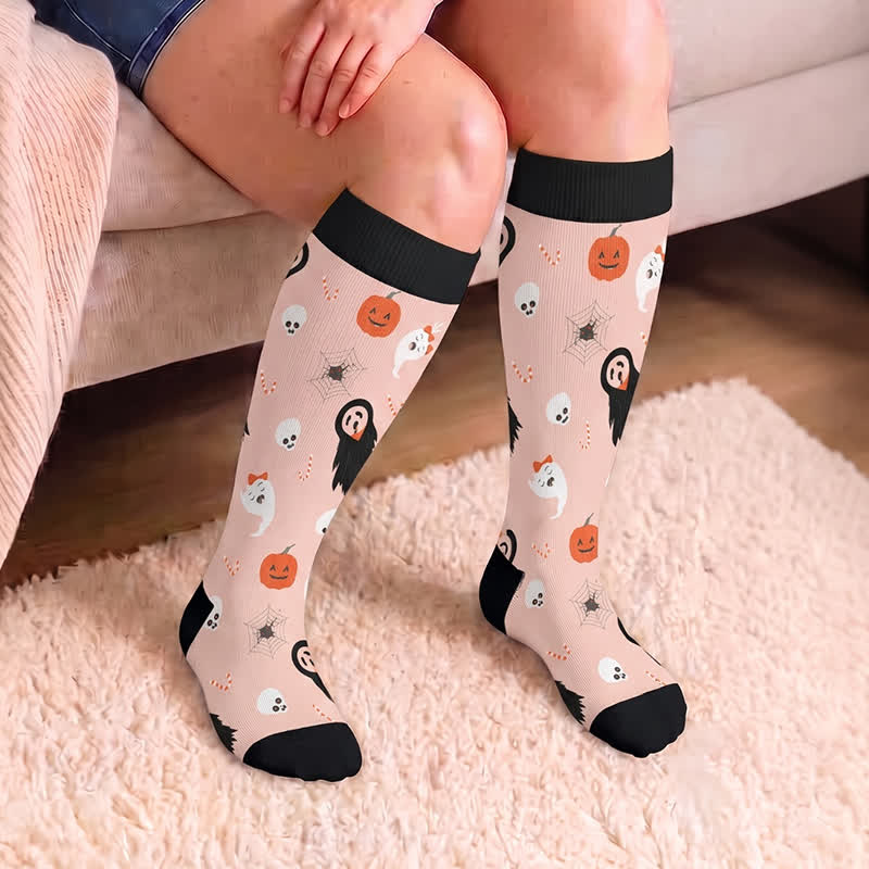Plusock Plus Size Ghosts Bats Spider Compression Socks - image 1