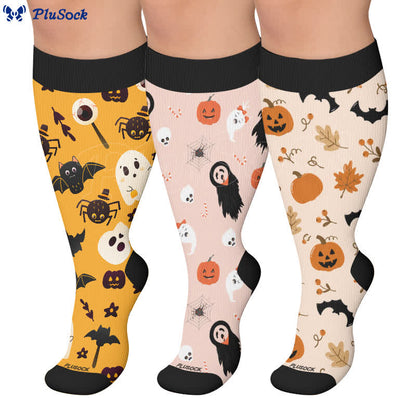 Plusock Plus Size Ghosts Bats Spider Compression Socks - image 0