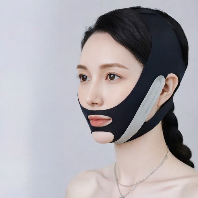 Plusock Soft Adjustable V Line Face Support Wrap - Black - One Size - image 4