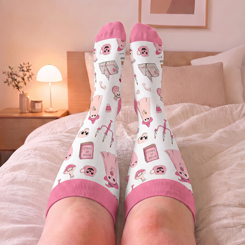 Plusock Plus Size Spellbound Ghost Pumpkin Compression Socks - image 1