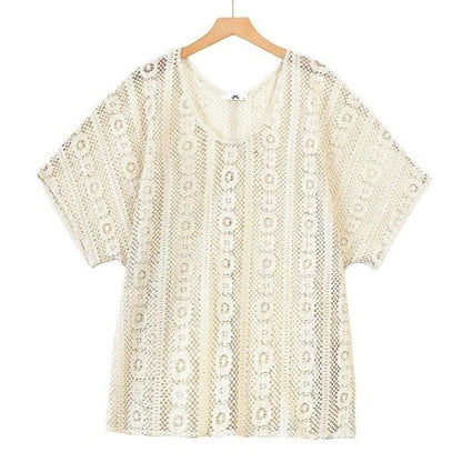 Plusock Lace Cover Up Cami and Midi Skirt Three Piece Set - Blouse - 6XL - image 3