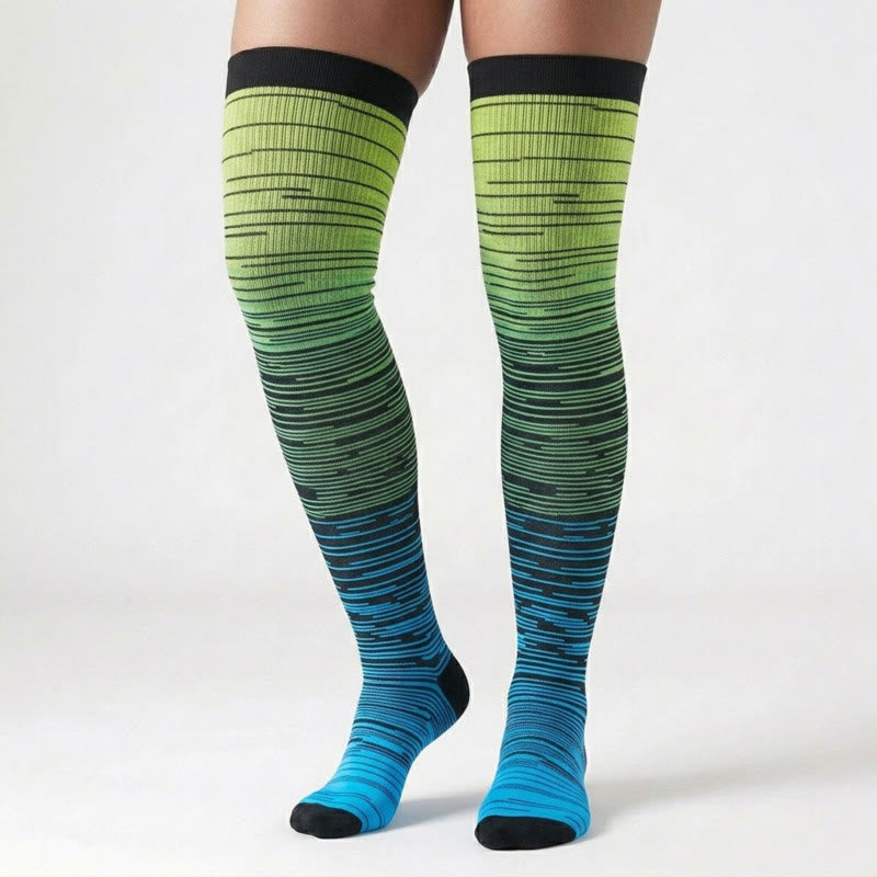 Plusock Gradient Thigh High Compression Socks(3 Pairs) - image 1