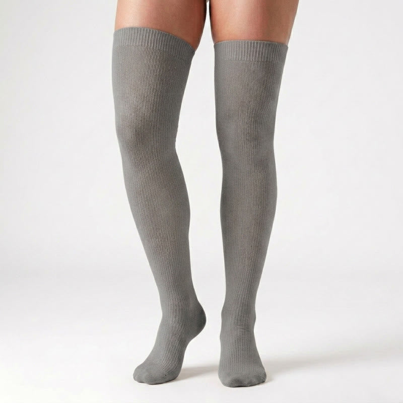 Plusock Black White Grey Thigh High Compression Socks(3 Pairs) - image 3