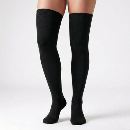 Plusock Black White Nude Thigh High Compression Socks(3 Pairs) - image 1