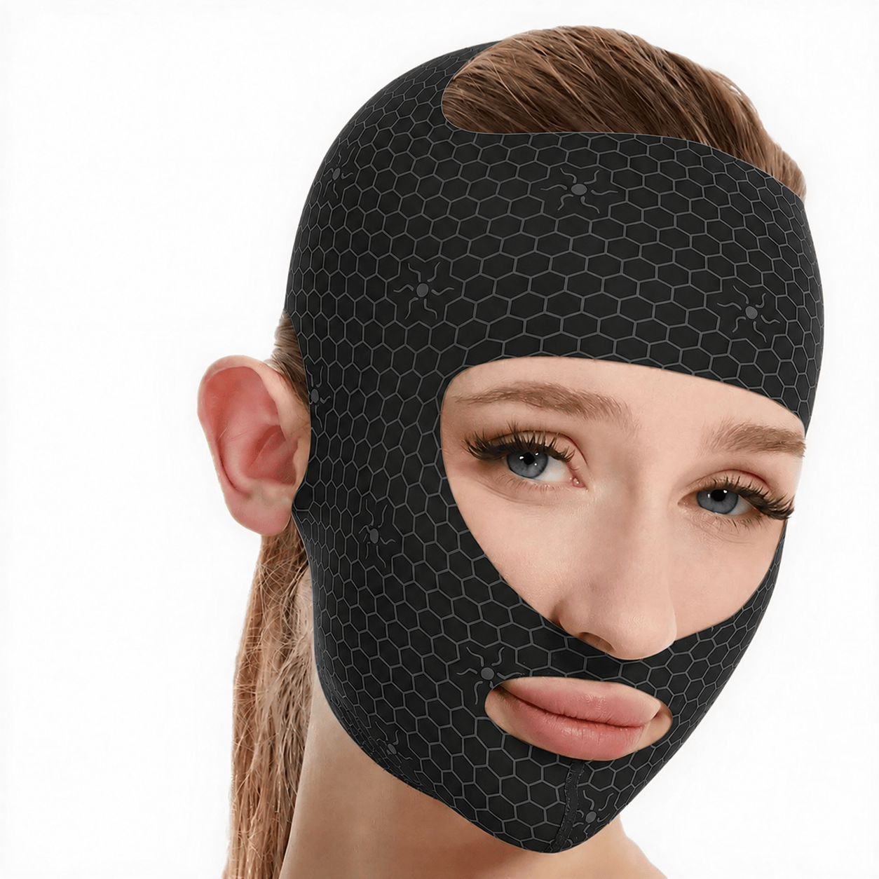 Plusock Breathable Mesh Sculpting Face Wrap - Black - One Size - image 2