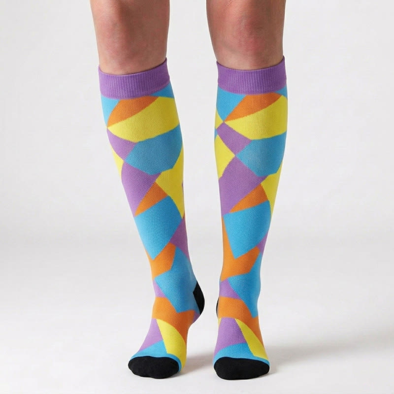 Plusock Colorful Puzzle Compression Socks(4 Pairs) - image 3