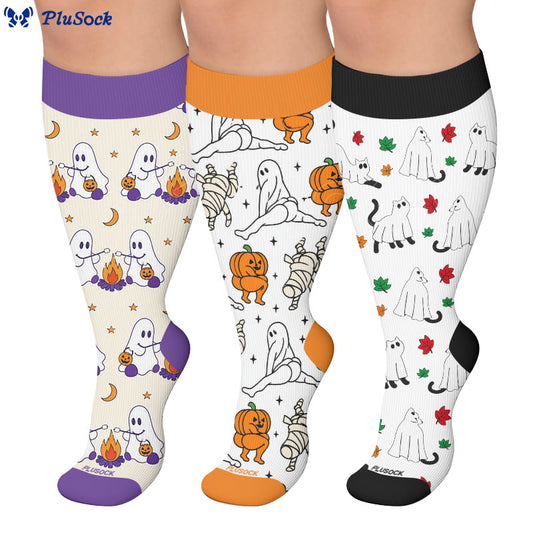 Plusock Plus Size Campfire Ghosts Compression Socks - image 0