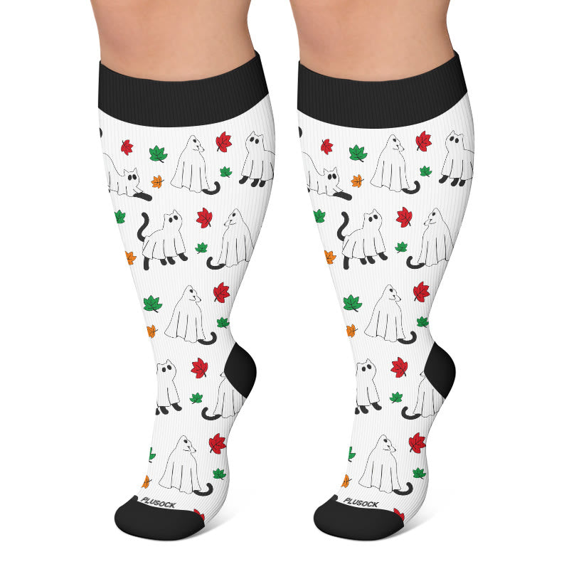 Plusock Plus Size Campfire Ghosts Compression Socks - Green - 4XL - image 4