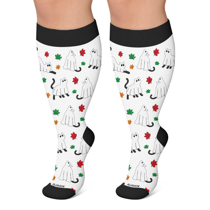 Plusock Plus Size Campfire Ghosts Compression Socks - Green - 4XL - image 4