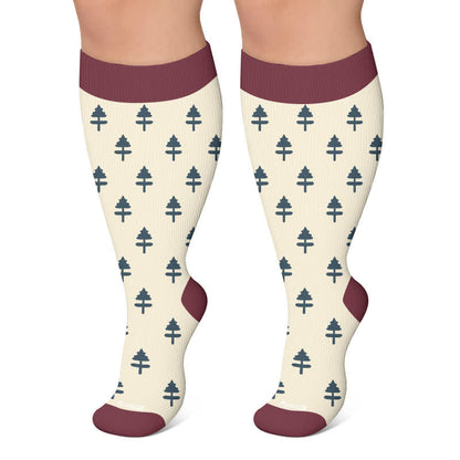 Plusock Plus Size Pink Stripe Compression Socks - Beige - 4XL - image 5