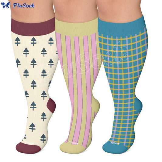 Plusock Plus Size Pink Stripe Compression Socks - image 0